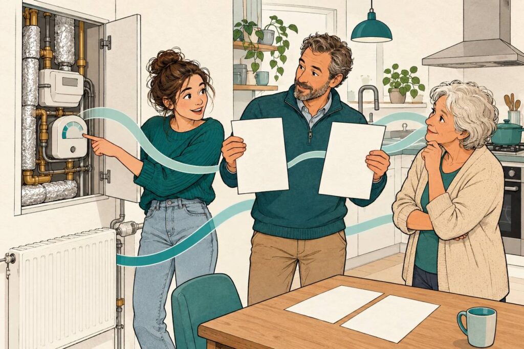 Drie bewoners vergelijken vaste kosten en warmteverbruik bij een warmtemeter
